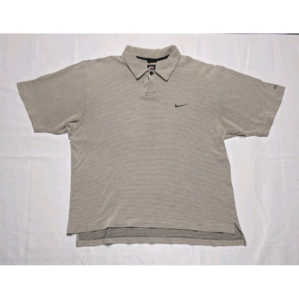 Vintage 90s Nike Tiger Woods Golf Polo Shirt Slam Yin Yang Logo Mens XL Tan